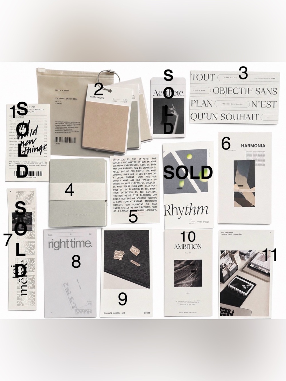 Cloth and Paper Stationery 2- Sticky Note Pads and Journal Cards Bundle